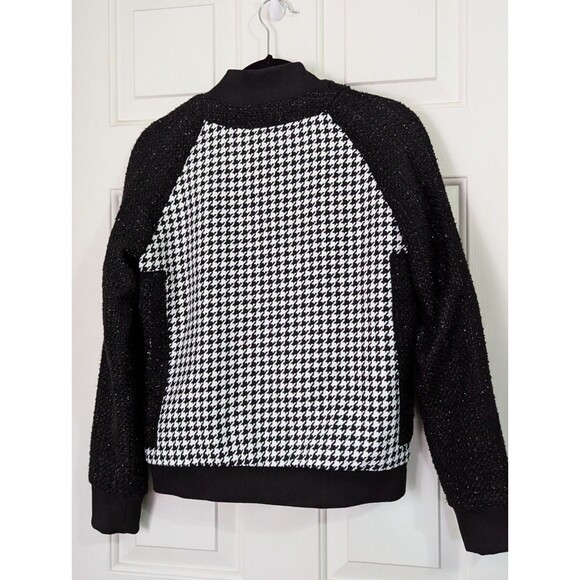 Wiwal Orna Dress Jacket Womens Small Tweed Metallic Black White Houndstooth - Picture 5 of 10